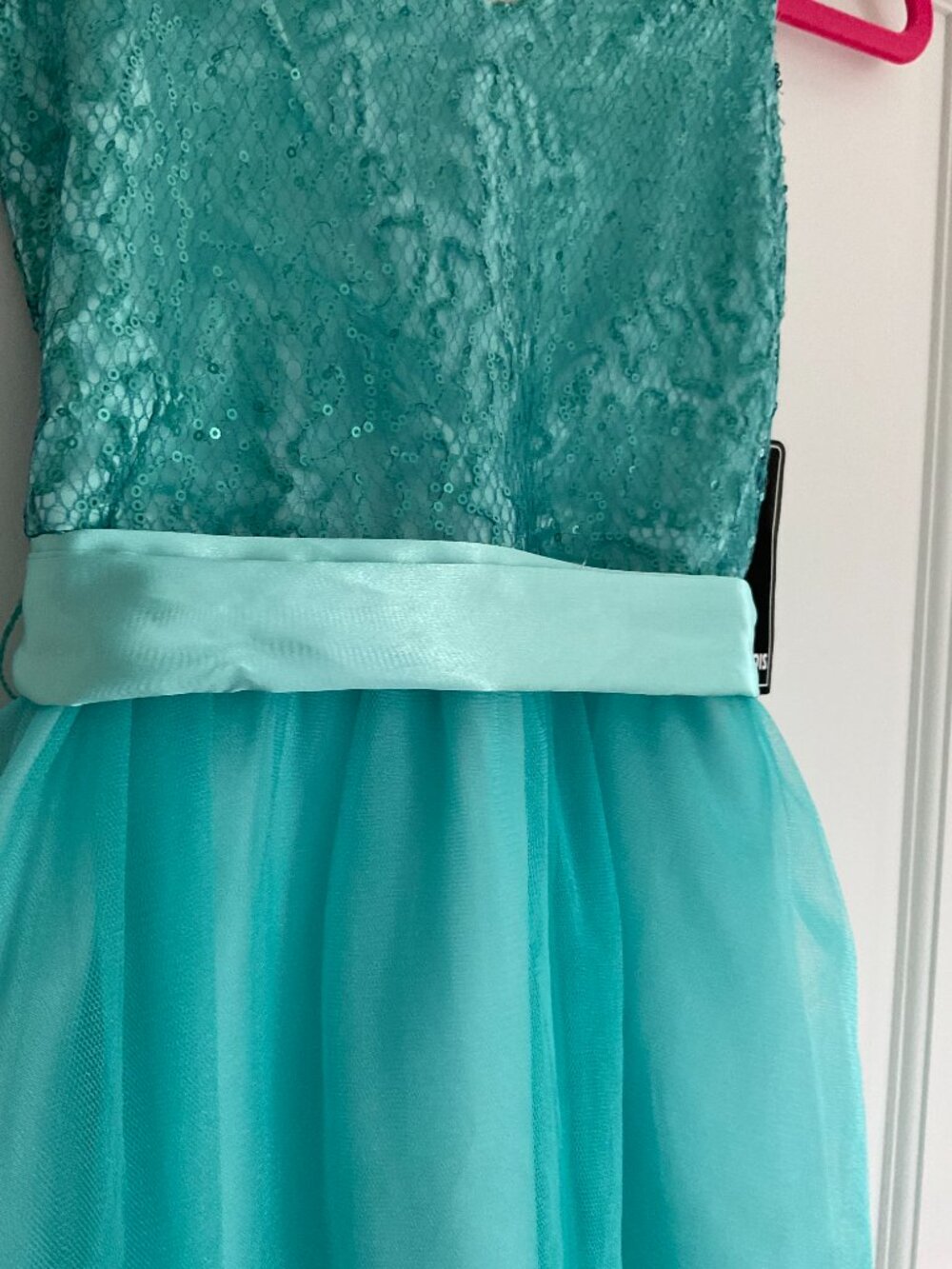 NWT Un Deux Trois Teal Tulle Dress Girls Size 12 - Picture 6 of 7